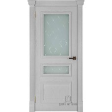 Дверь межкомнатная Барселона Квадро (широкий фигурный багет) Дуб Perla Остекленная