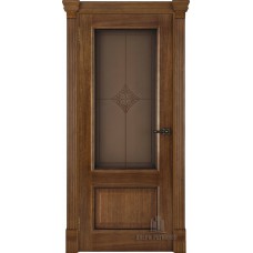 Дверь межкомнатная Гранд 1 Ромб Бронза (широкий фигурный багет) Дуб Patina Antico Остекленная