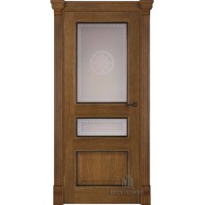 Дверь межкомнатная Гранд 2 Версаче светлое (широкий фигурный багет) Дуб Patina Antico Остекленная
