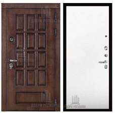 Дверь входная уличная Центурион, цвет лиственница мореная + черная патина, панель - aurum цвет аляска гладкая