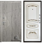 Дверь входная Nova, цвет дуб мелфорд грей софт, панель - алина цвет эмаль белая/патина золото